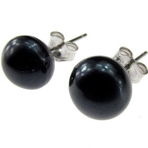 Cercei argint cu perle de cultura negre 8 MM