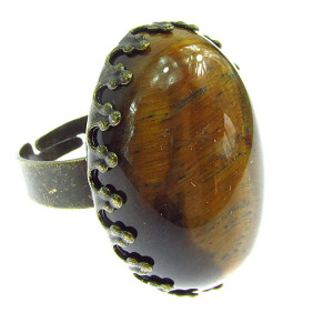 Inel vintage reglabil masiv cu ochi de tigru 25x18 MM
