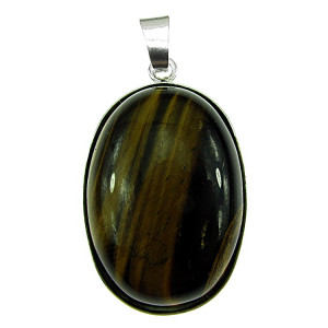 Pandantiv argint mare cu ochi de tigru natural 25x18 MM