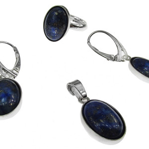 Set argint cu lapis lazuli natural 14x10 MM