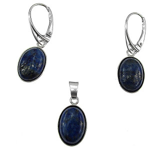 Set argint cu lapis lazuli oval 14x10 MM