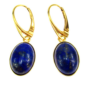 Cercei argint placati cu aur cu lapis lazuli 14x10 MM