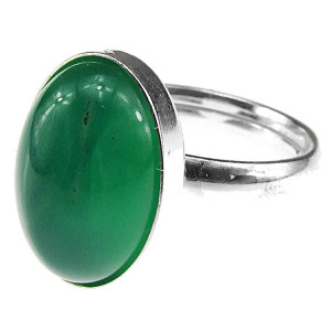Inel argint reglabil cu agata verde 14x10 MM
