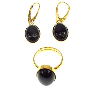 Set argint placat cu aur cu onix 14x10 MM