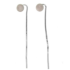 Cercei argint lantisor cu cuart roz 6 MM