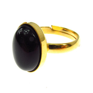 Inel argint reglabil placat cu aur cu onix 14x10 MM