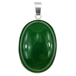 Pandantiv argint mare cu agata verde naturala 25x18 MM