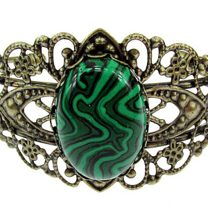 Bratara bronz antic cu malachit 25x18 MM