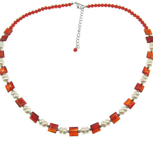 Colier boho chic cu carneol si perle
