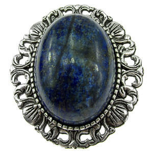 Brosa/pandantiv argintiu antic cu lapis lazuli natural