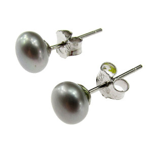 Cercei argint cu perle de cultura gri 6 MM