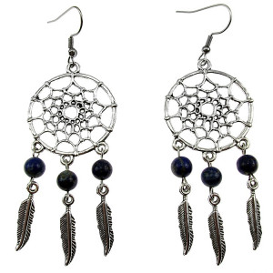 Cercei candelabru Dreamcatcher cu lapis lazuli natural