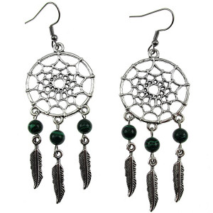 Cercei candelabru Dreamcatcher cu malachit