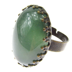 Inel vintage reglabil masiv cu aventurin 25x18 MM