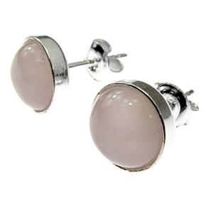 Cercei argint cu cuart roz natural 8 MM