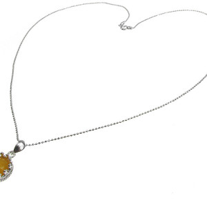 Lantisor argint cu pandantiv coroana jad galben 8 MM