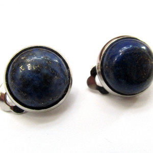 Cercei clips inox cu lapis lazuli natural 12 MM