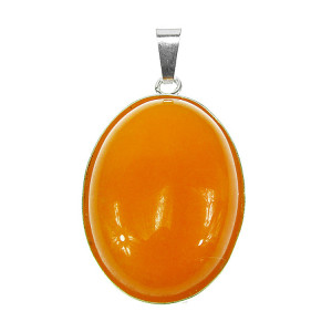 Pandantiv argint mare cu jad galben 25x18 MM