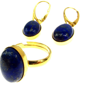 Set argint placat cu aur cu lapis lazuli 14x10 MM