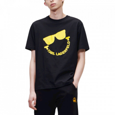Karl-Lagerfeld-tshirt-nera-logo-giallo