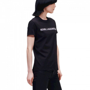 Karl-Lagerfeld-tshirt-nera-logo-zebrato
