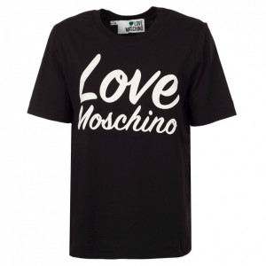 Love Moschino tshirt nera donna con logo