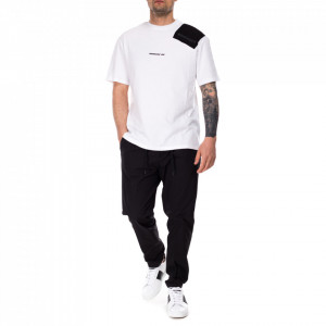 Numero 00 t-shirt bianca inserto zip nero