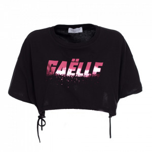Gaelle short black tshirt with metal logo