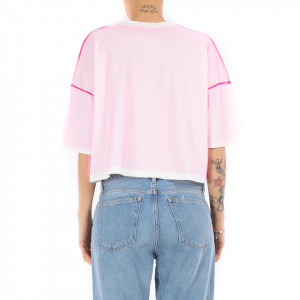 Ynot t shirt bianca con tulle fucsia