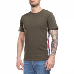 Moschino-t-shirt-verde-stripe-logate-laterali