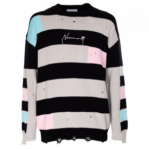 Number 00 striped cotton sweater