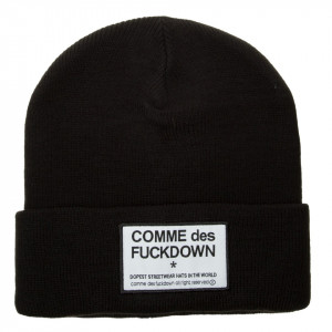 Comme des Fuckdown black wool hat box logo