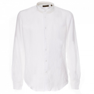 Outfit white linen shirt with Korean collar