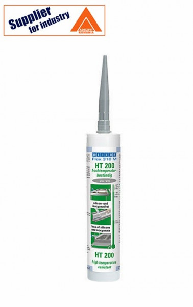 Adeziv si etansant pastos Weicon Flex 310 M HT200, rezistent la temperaturi inalte, gri 310ml