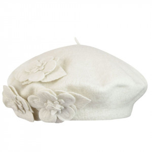 Betmar Flower Beret Weiß - Baskenmütze