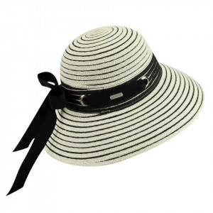 Palarie Betmar Jasmine Braided Wide Brim Negru
