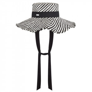Palarie Betmar Nadine Boater Negru-Alb
