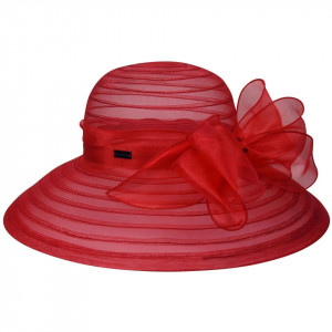Palarie Betmar Valentina Asymmetric Wide Brim Occasion Rosu