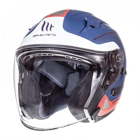 MT Helmets - AVENUE CROSSROAD [sun visor] - alb / albastru / rosu mat