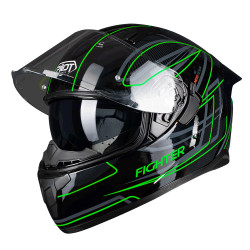 PILOT - FLIPPER Fighter [sun visor] - negru lucios / verde