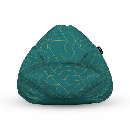 Fotoliu Units Puf (Bean Bags) tip para, impermeabil, cu maner, turcoaz inchis si linii aurii