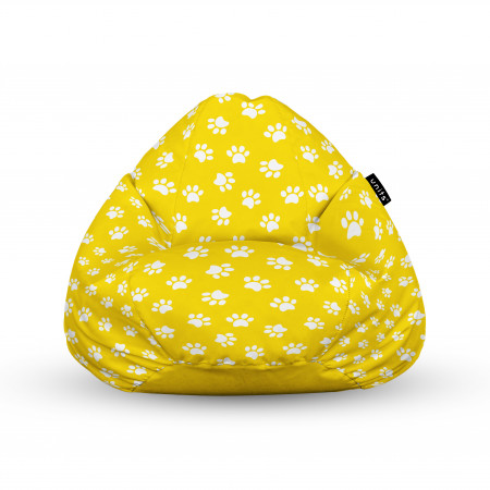Fotoliu Units Puf (Bean Bags) tip para, impermeabil, cu maner, 100x80x70 cm, labute pisica fundal galben