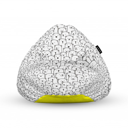 Fotoliu Units Puf (Bean Bags) tip para, impermeabil, cu maner, alb cu ursi