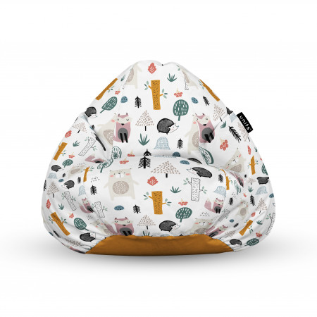 Fotoliu Units Puf (Bean Bags) tip para, impermeabil, cu maner, 100x80x70 cm, arici si vulpe alb