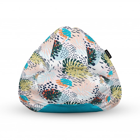 Fotoliu Units Puf (Bean Bags) tip para, impermeabil, cu maner, frunze multicolore