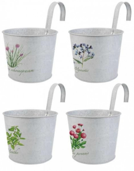 Set 4 ghivece vintage cu maner pentru agatat