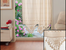 PR016 140*180cm Perdea de bucatarie din bumbac cu dantela