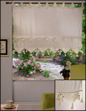 PR002 100*150cm Perdea de bucatarie din bumbac cu dantela