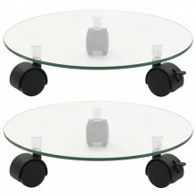 Suport cu role pentru plante, 2 buc., 28 cm, sticla, rotund