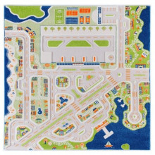 Covor copii 3D interactiv Orasul la mare cu aeroport 200x200cm